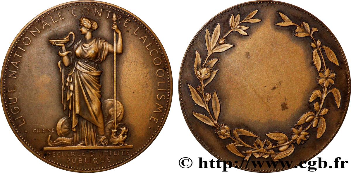 ASSOCIATIONS PROFESSIONNELLES - SYNDICATS Médaille, Ligue nationale contre l’alcoolisme TTB+
