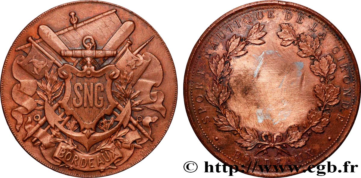 TROISIÈME RÉPUBLIQUE Médaille, Sport nautique de la Gironde, 3.e type TTB+/TTB