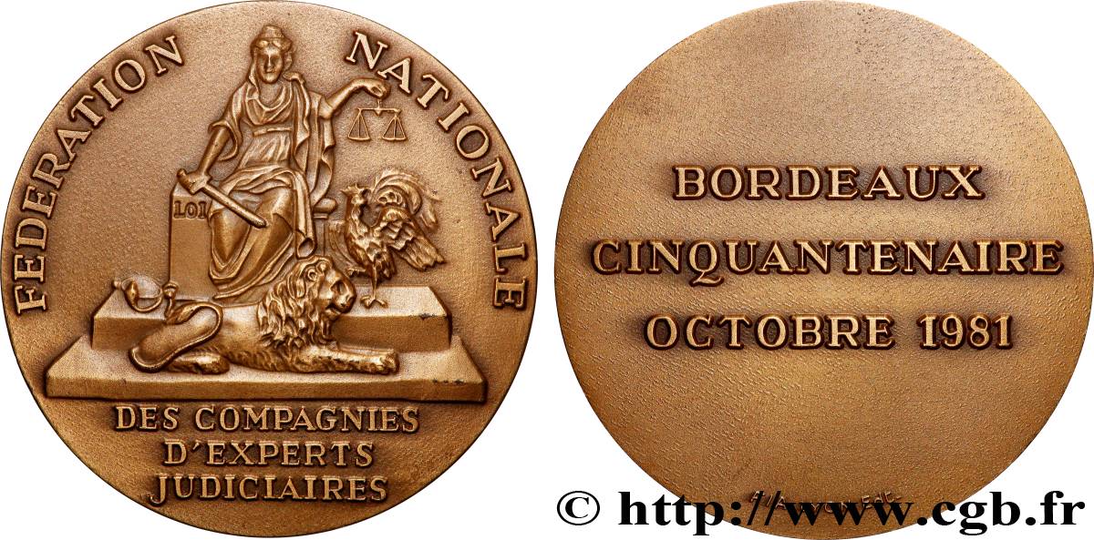 CINQUIÈME RÉPUBLIQUE Médaille, Congrès des experts judiciaires SUP