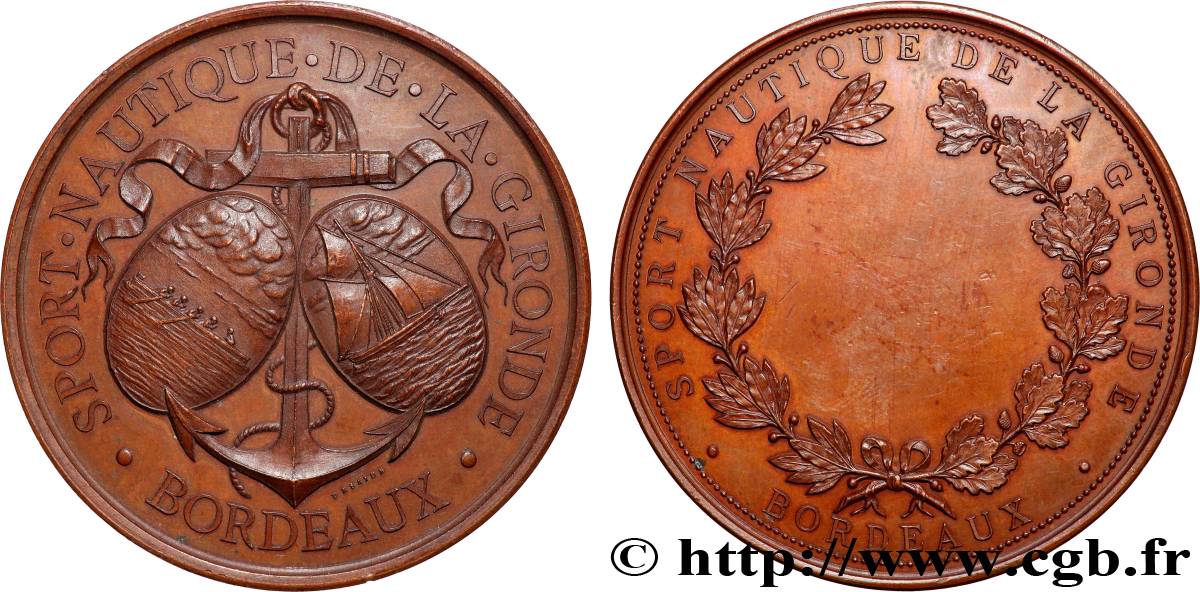 TROISIÈME RÉPUBLIQUE Médaille, Sport nautique de la Gironde, 2.e type TTB+