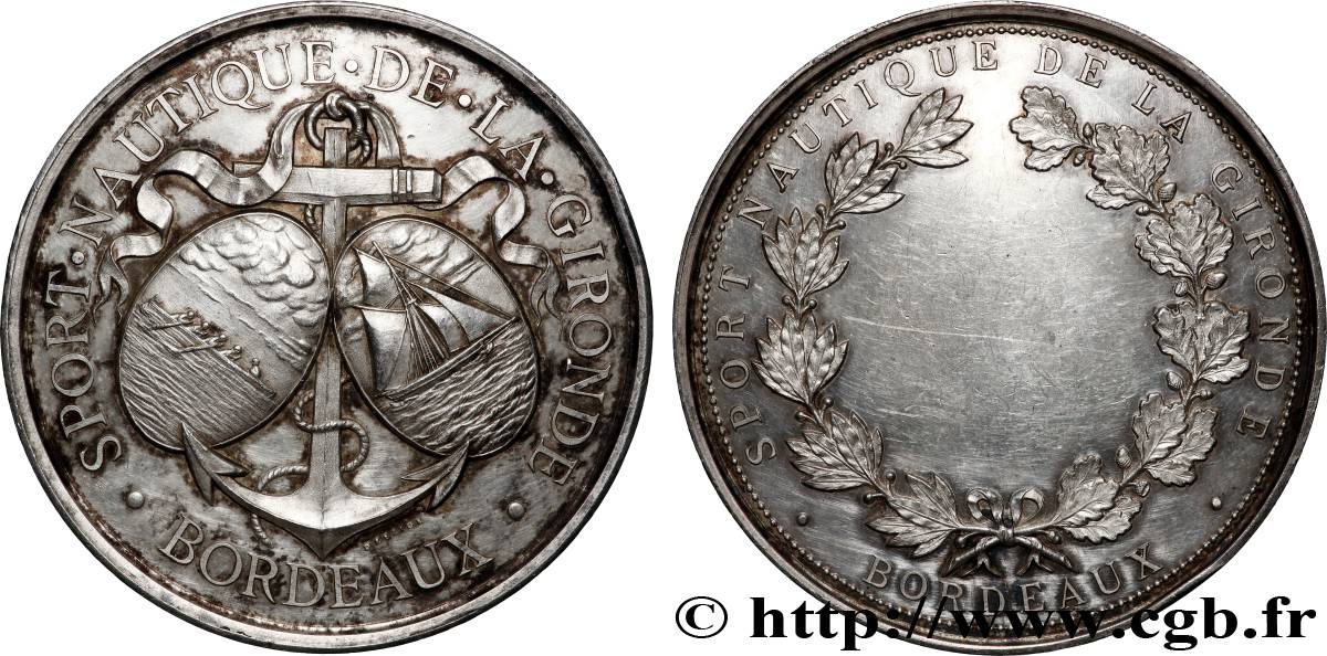 TROISIÈME RÉPUBLIQUE Médaille, Sport nautique de la Gironde, 2.e type TTB+