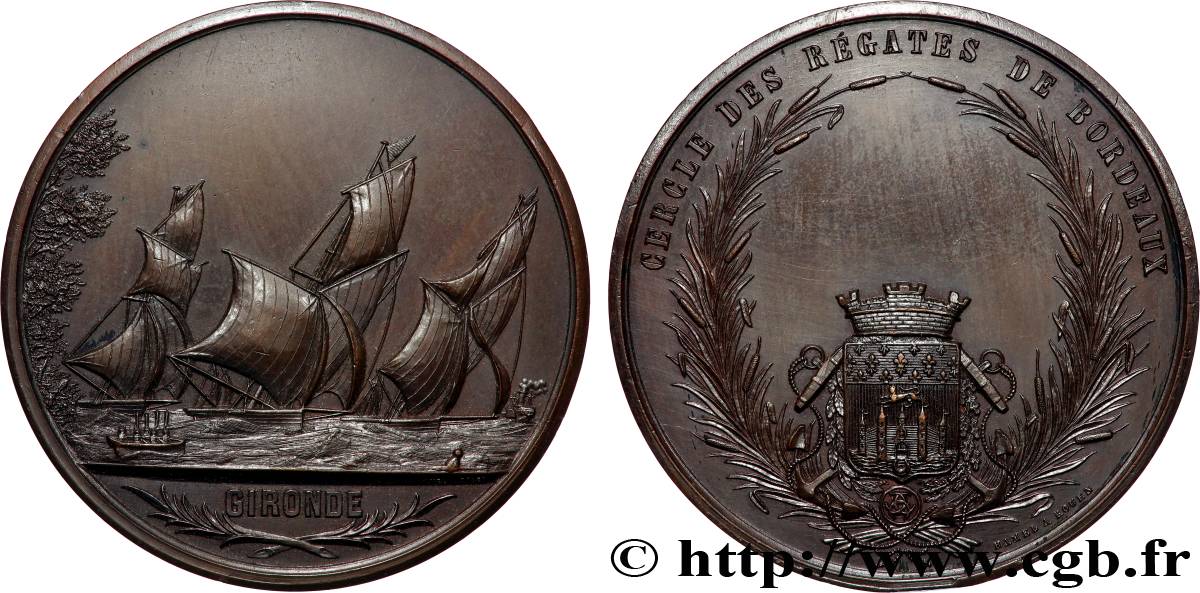TROISIÈME RÉPUBLIQUE Médaille, Cercle des régates de Bordeaux TTB+