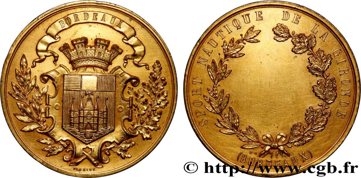 TROISIÈME RÉPUBLIQUE Médaille, Sport nautique de la Gironde TTB+
