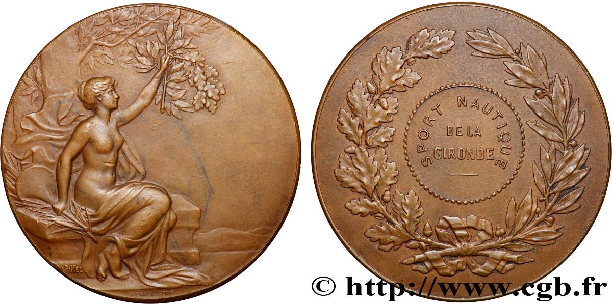 TROISIÈME RÉPUBLIQUE Médaille, Sport nautique de la Gironde, 5.e type TTB+