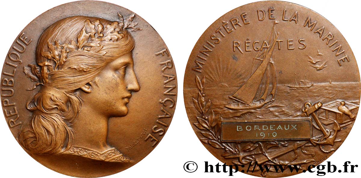 TROISIÈME RÉPUBLIQUE Médaille, Ministère de la marine, Régates TTB+