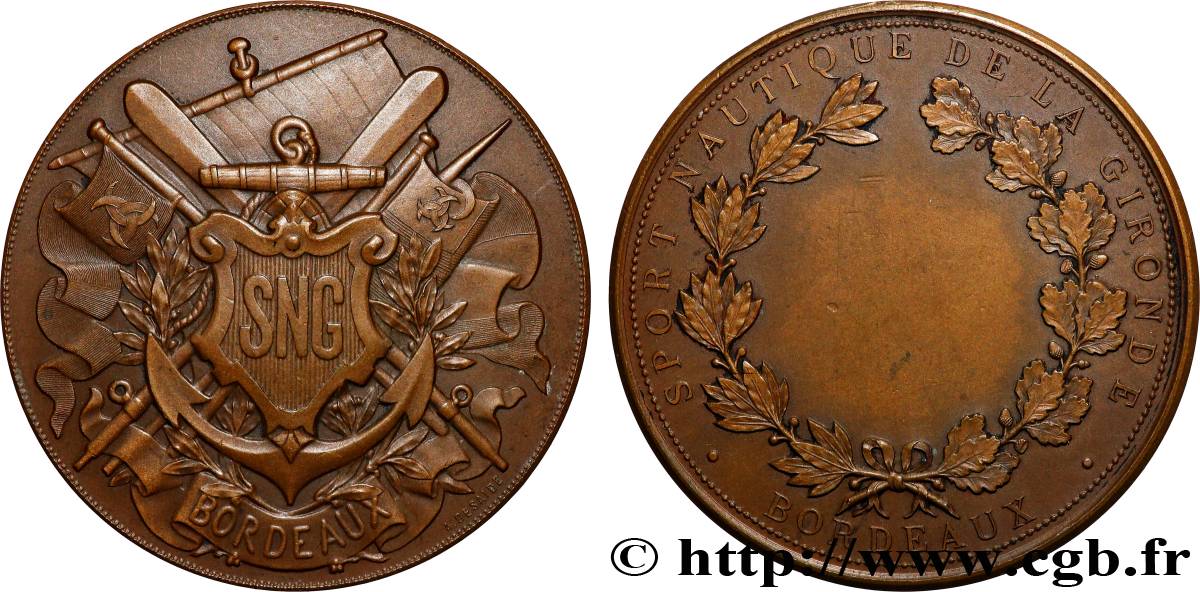 TROISIÈME RÉPUBLIQUE Médaille, Sport nautique de la Gironde, 3.e type TTB+
