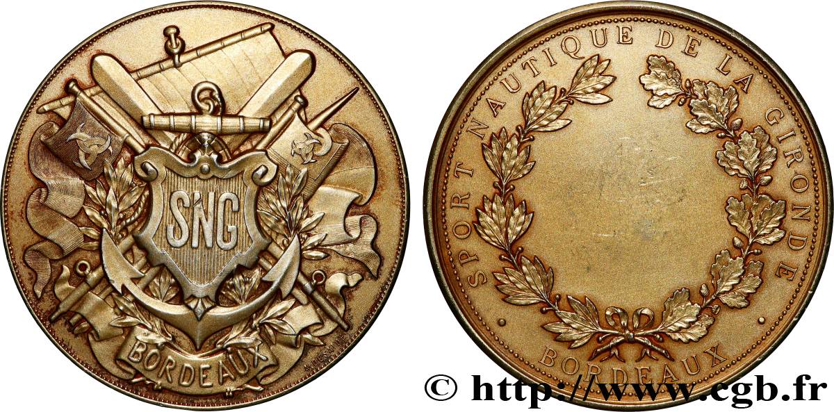 TROISIÈME RÉPUBLIQUE Médaille, Sport nautique de la Gironde, 3.e type TTB+