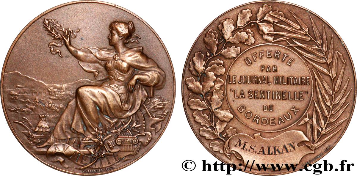 TERCERA REPUBLICA FRANCESA Médaille, Offerte par le journal militaire La sentinelle MBC+