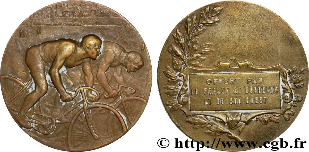 TROISIÈME RÉPUBLIQUE Médaille, Journal La France de Bordeaux pour le cyclisme TTB