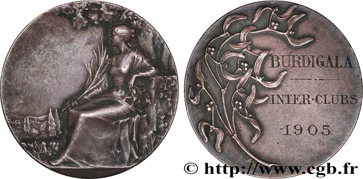 TROISIÈME RÉPUBLIQUE Médaille, Burdigala, Inter-Clubs TTB+
