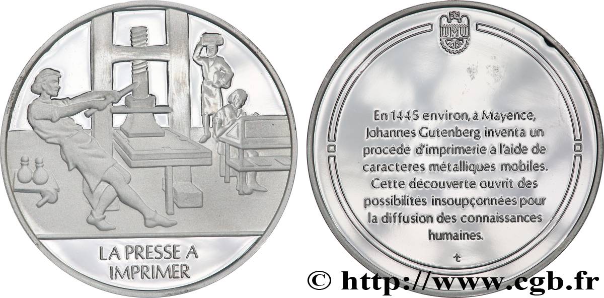 THE 100 GREATEST INVENTIONS OF HUMANITY Médaille, Invention de la presse à imprimer Proof set