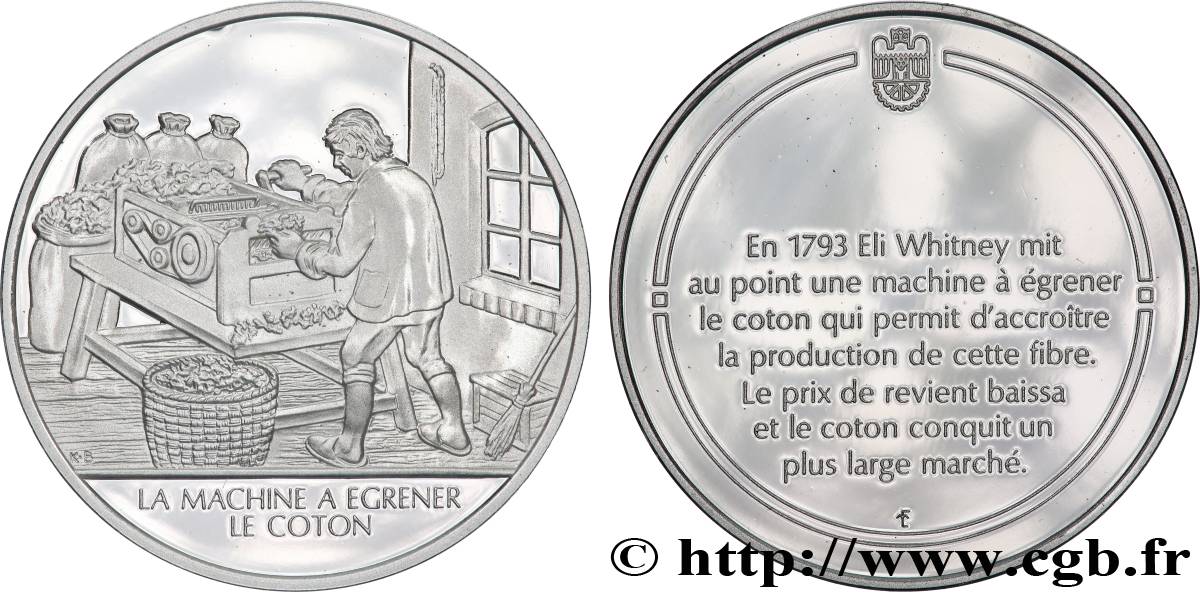 THE 100 GREATEST INVENTIONS OF HUMANITY Médaille, Invention de la machine à égrener le coton Proof set