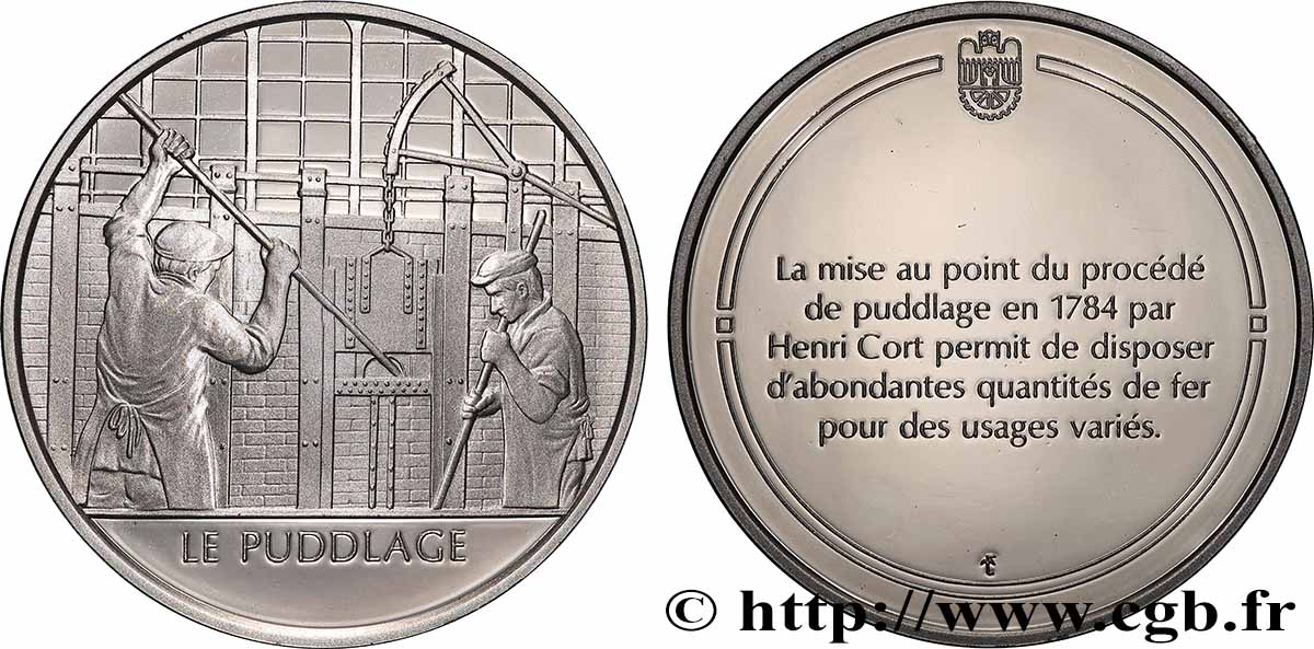 DIE 100 GRÖSSTEN ERFINDUNGEN DER MENSCHHEIT Médaille, Invention du puddlage Polierte Platte