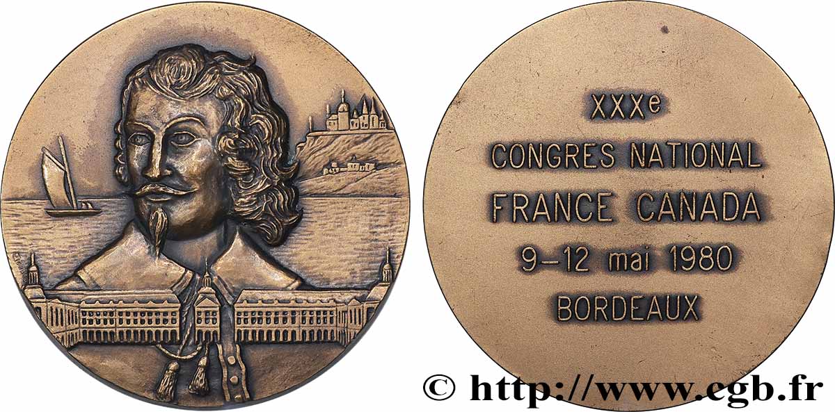 CINQUIÈME RÉPUBLIQUE Médaille, Congrès national France- Canada TTB+