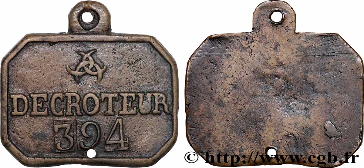 DRITTE FRANZOSISCHE REPUBLIK Plaque de métier, décrotteur, N° 394 S