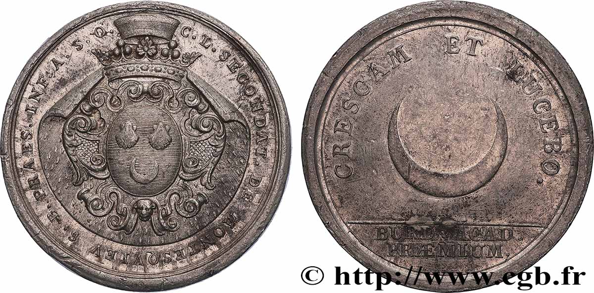 ACADÉMIES ET SOCIÉTÉS SAVANTES Médaille, Académie aux armes de Montesquieu TTB