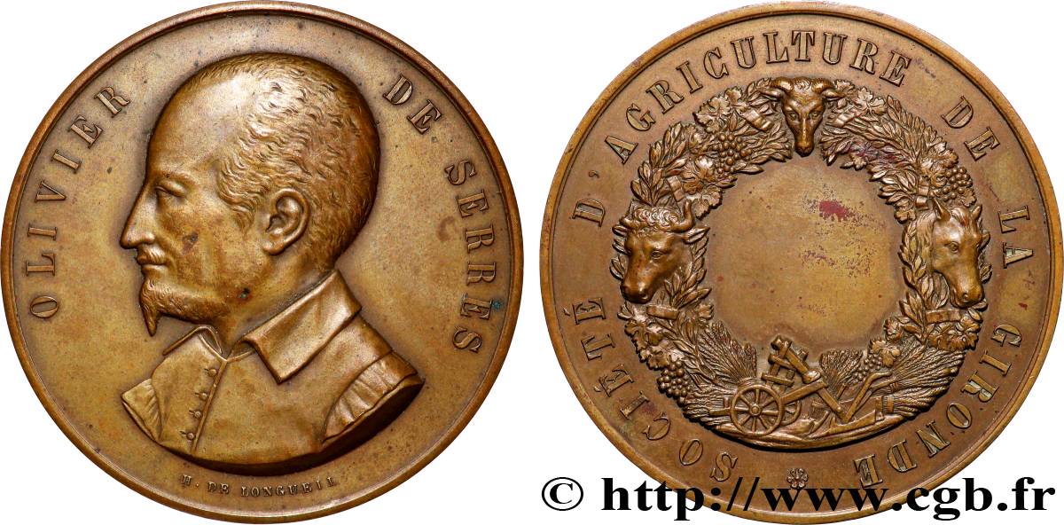 AGRICULTURAL, HORTICULTURAL, FISHING AND HUNTING SOCIETIES Médaille, Société d’agriculture de la Gironde XF