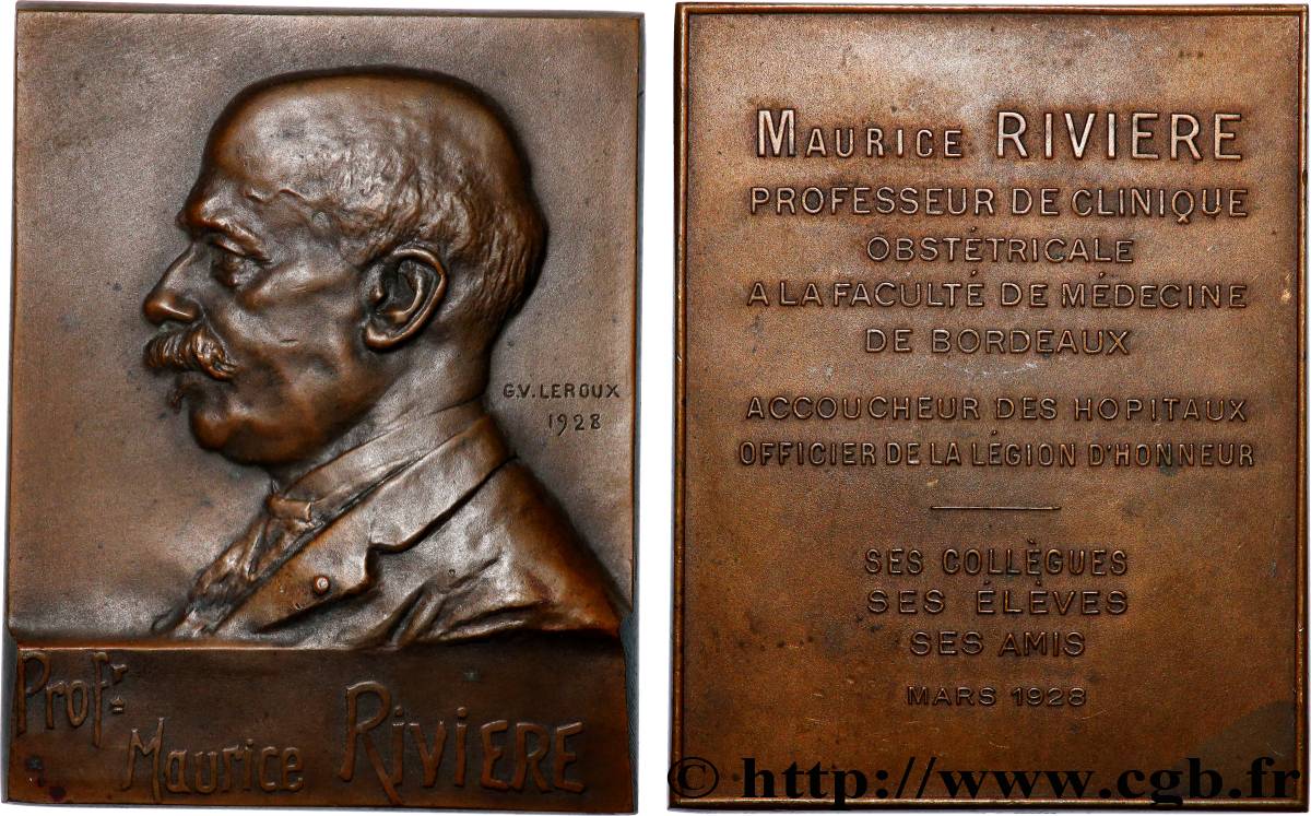 MÉDECINE - SOCIÉTÉS MÉDICALES - MÉDECINS/CHIRURGIENS - ASSISTANCE PUBLIQUE Plaquette, Professeur Maurice Rivière TTB+