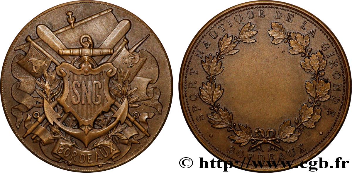 TROISIÈME RÉPUBLIQUE Médaille, Sport nautique de la Gironde, 3.e type TTB+