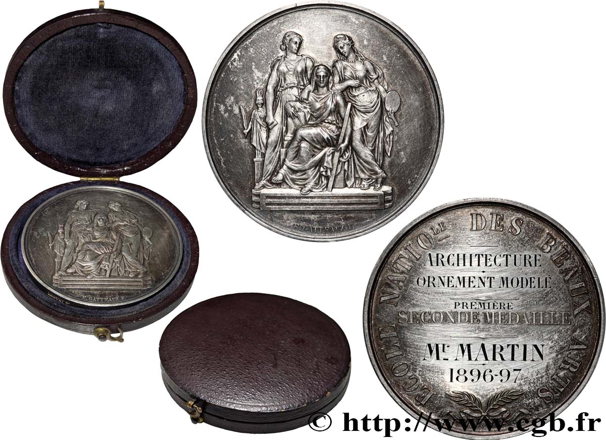 III REPUBLIC Médaille, École Nationale des Beaux-Arts, Architecture AU