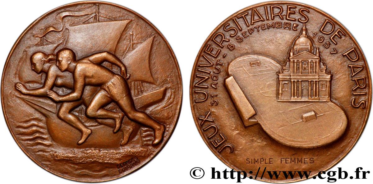 QUATRIÈME RÉPUBLIQUE Médaille, Jeux universitaires de Paris, Simple Femmes SUP