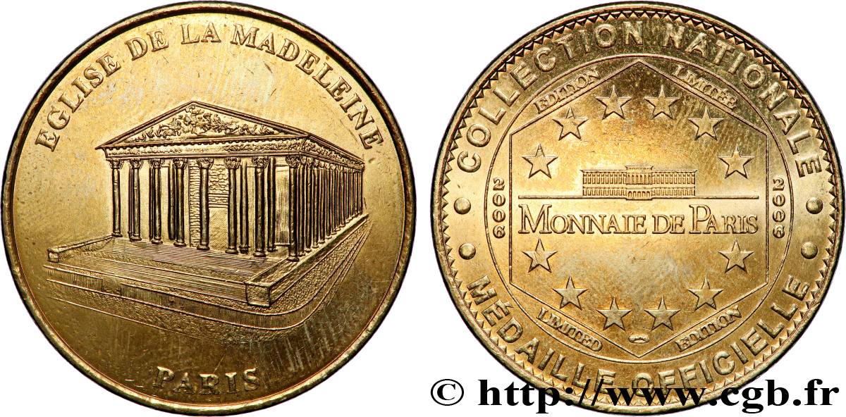 TOURISTIC MEDALS Médaille touristique, Église de la Madeleine, Paris AU