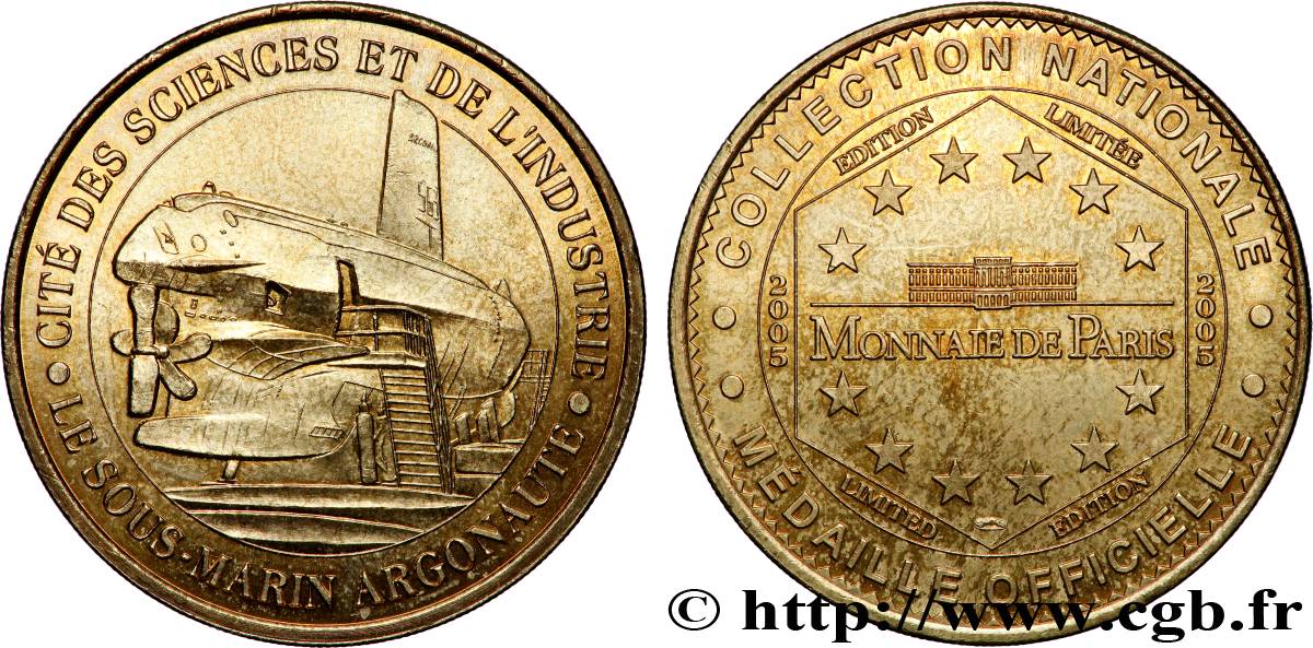 TOURISTIC MEDALS Médaille touristique, Cité des Sciences et de l’Industrie, Le sous-marin Argonaute AU