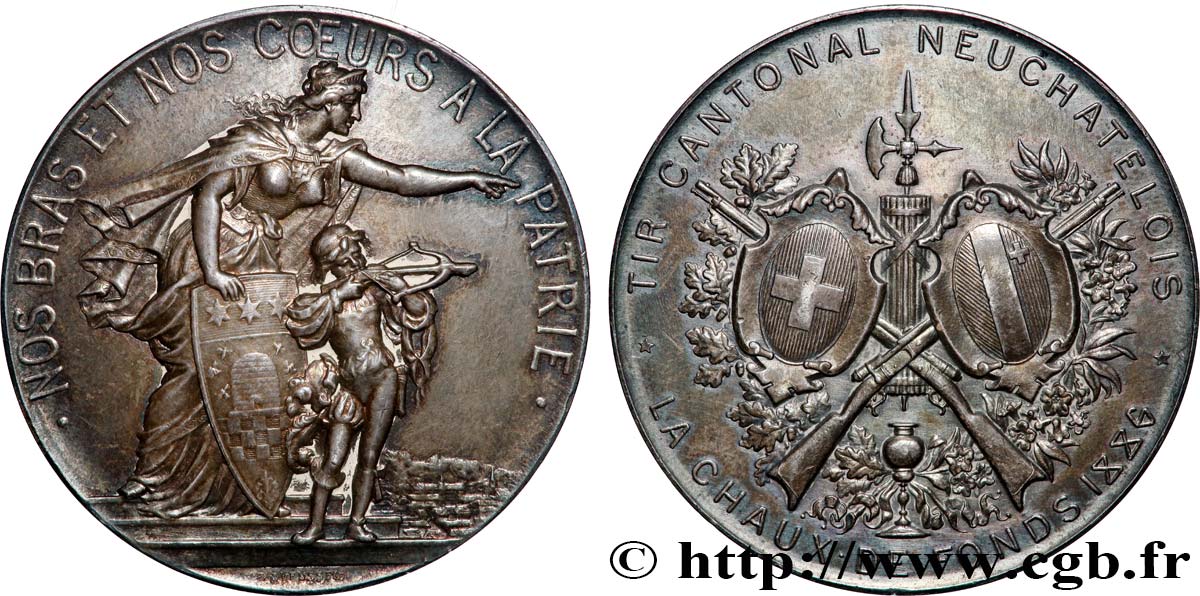 SUISSE - CANTON DE NEUCHATEL Médaille, Tir Cantonal neuchâtelois SUP/TTB+