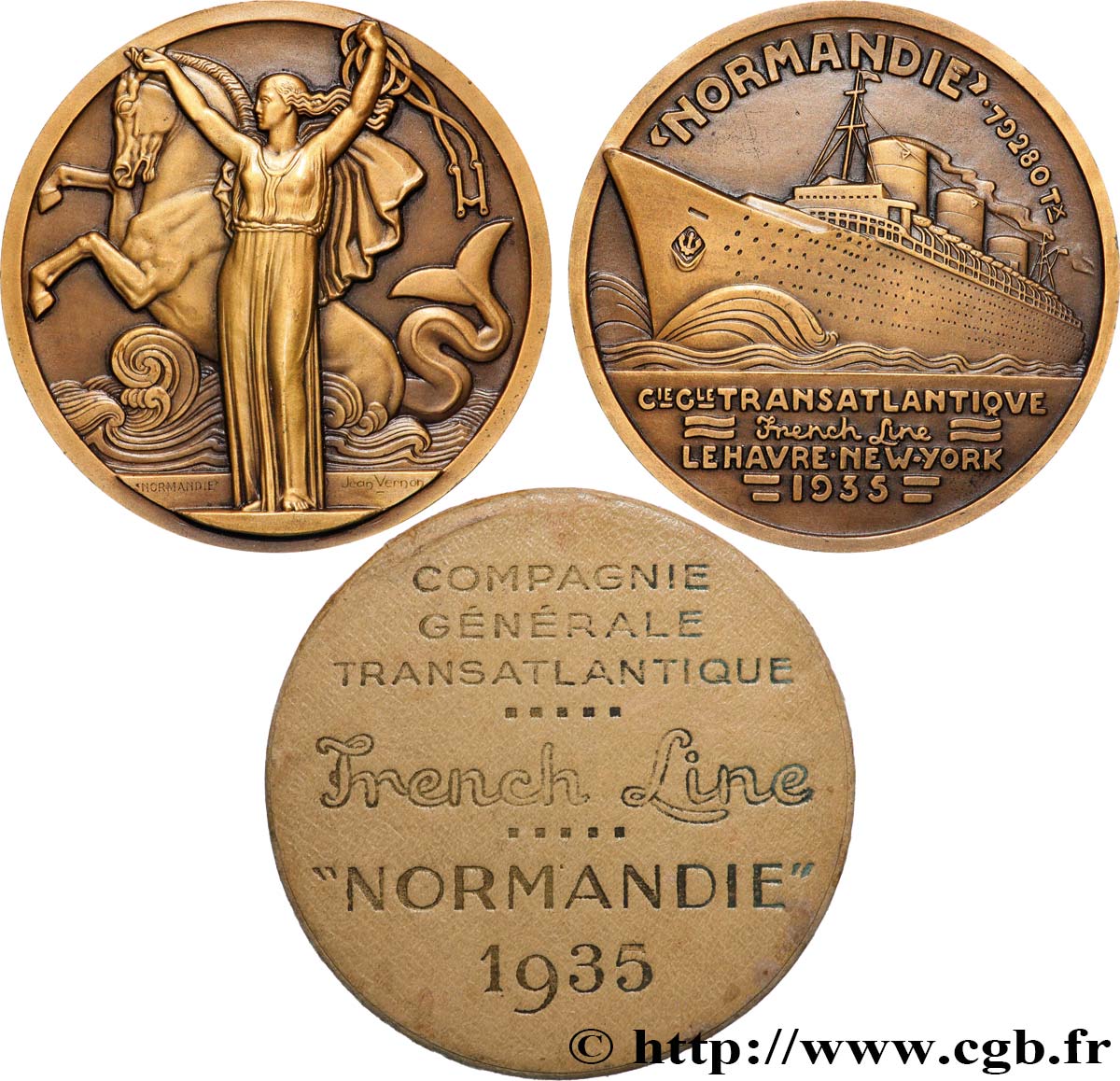 TROISIÈME RÉPUBLIQUE Médaille, French Line, le “Normandie” SUP