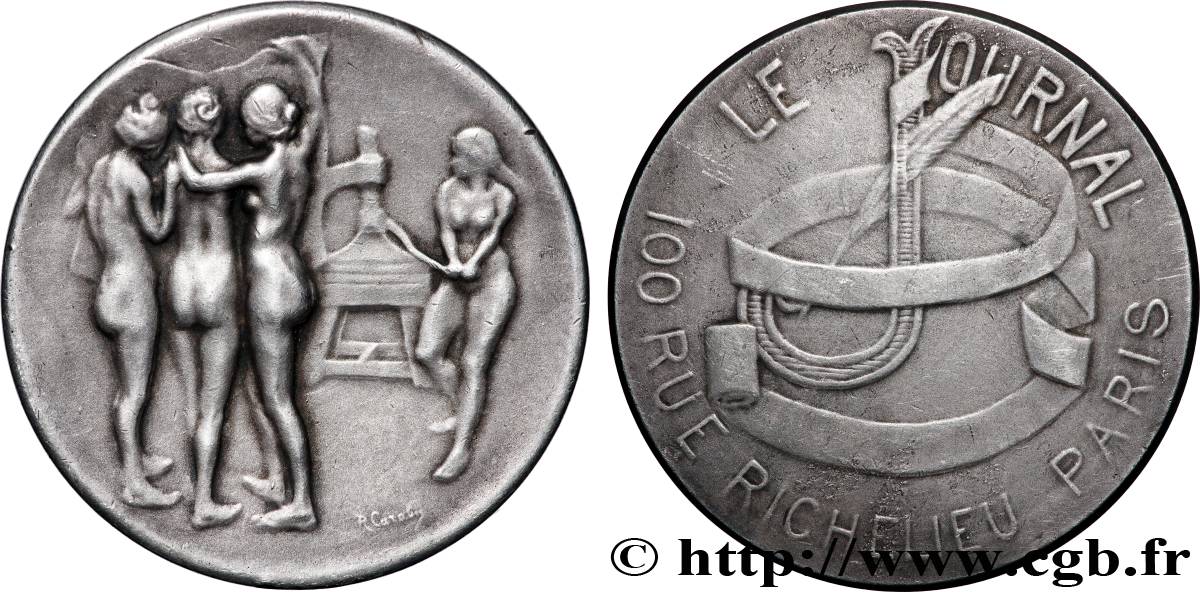 TROISIÈME RÉPUBLIQUE Médaille, Le journal par Carabin TTB