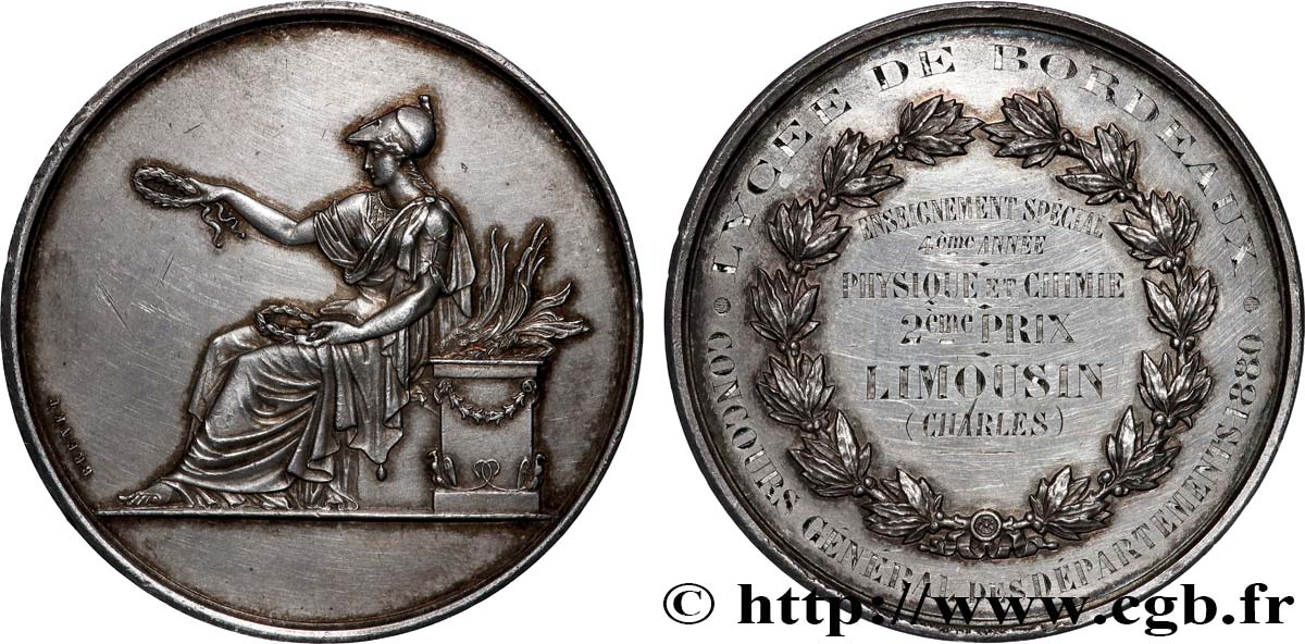 TROISIÈME RÉPUBLIQUE Médaille, Concours général des départements, Premier prix TTB+