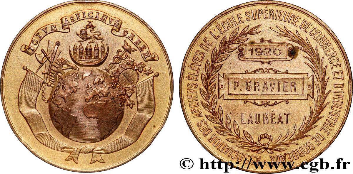 III REPUBLIC Médaille, L’association des anciens élèves de l’école supérieure de commerce et de l’industrie AU