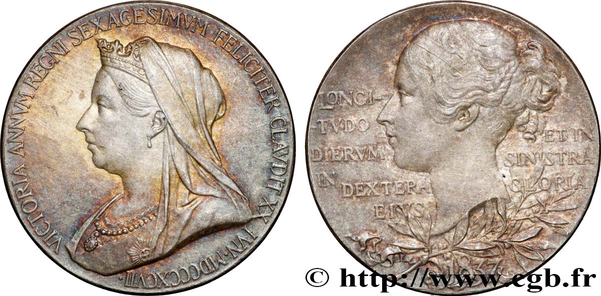 GRANDE BRETAGNE - VICTORIA Médaille, 60e anniversaire de règne de Victoria SUP