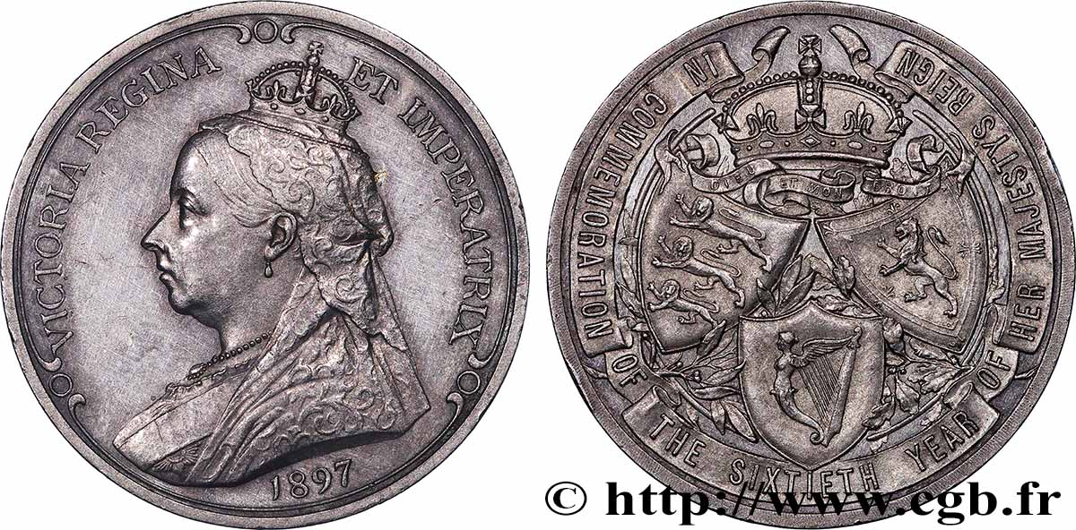 GROßBRITANNIEN - VICTORIA Médaille, Commémoration du 60e anniversaire de règne VZ
