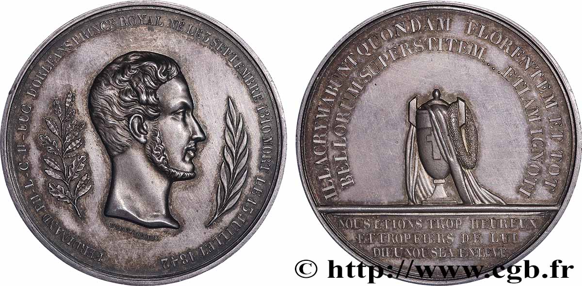 LOUIS-PHILIPPE I Médaille, Décès du prince royal Ferdinand-Philippe d&nbsp;Orléans AU