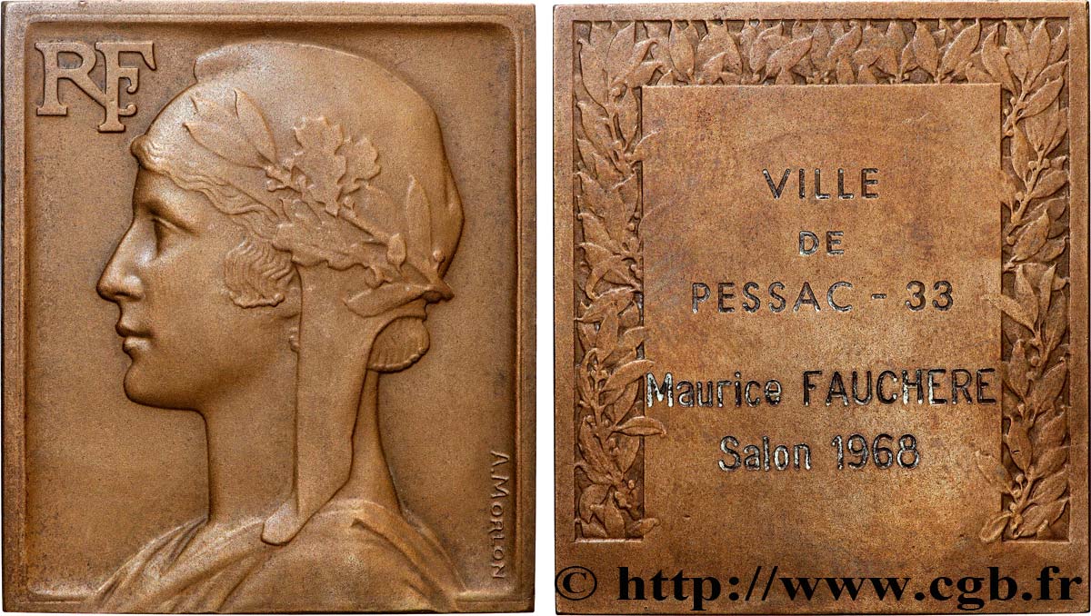 CINQUIÈME RÉPUBLIQUE Plaquette, Ville de Pessac TTB+