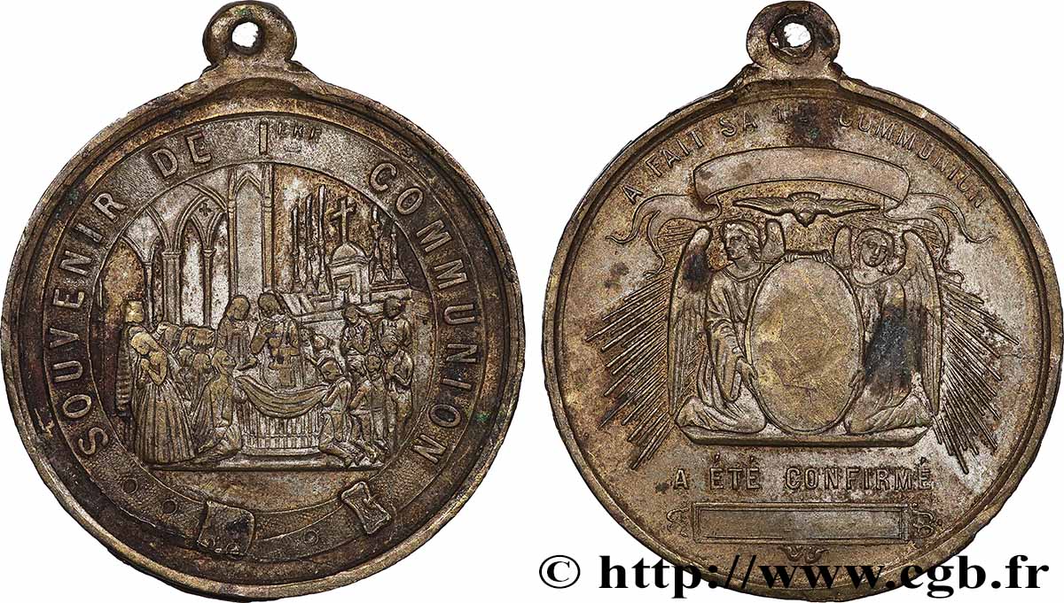 TROISIÈME RÉPUBLIQUE Médaille, Souvenir de première communion TTB