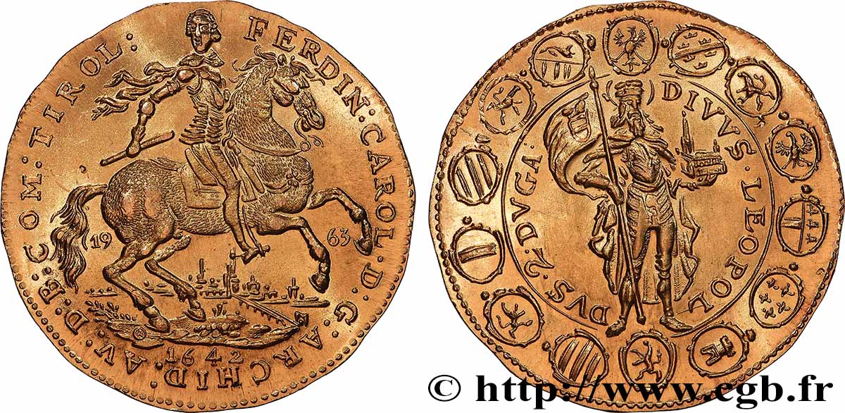 AUTRICHE - TYROL - FERDINAND-CHARLES Médaille commémorative, refrappe de la 2 Ducats SPL