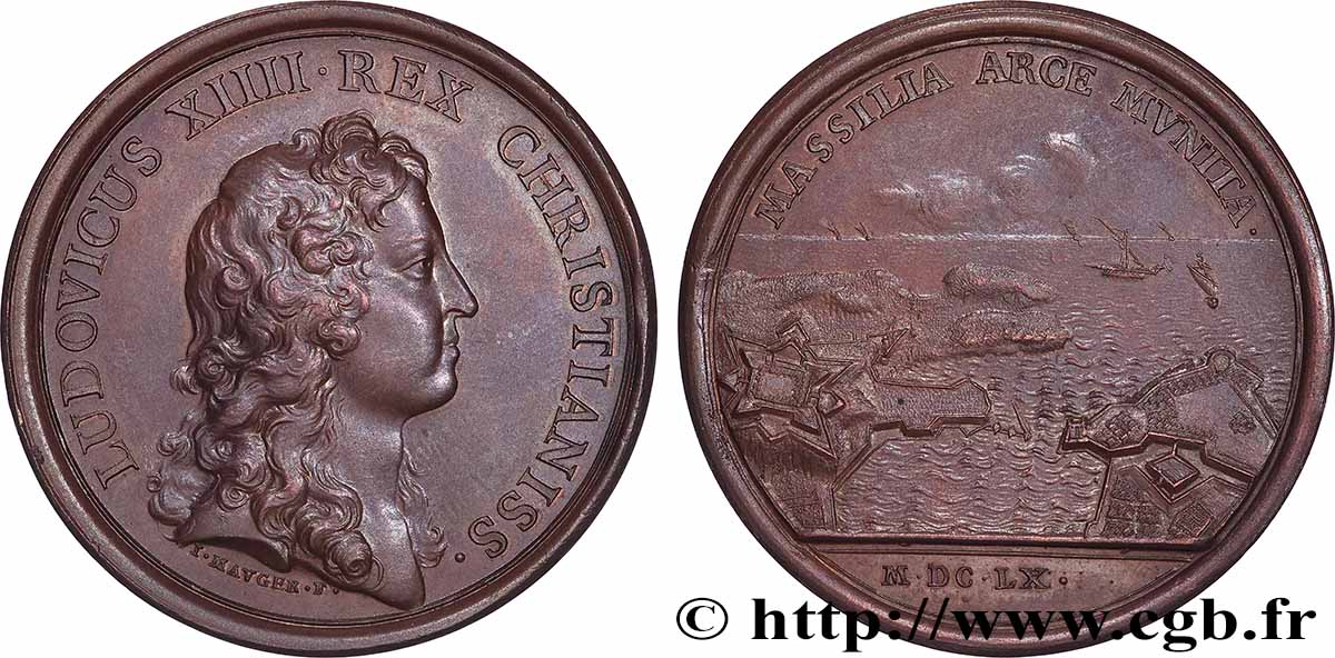 LOUIS XIV LE GRAND OU LE ROI SOLEIL Médaille, La citadelle de Marseille SUP