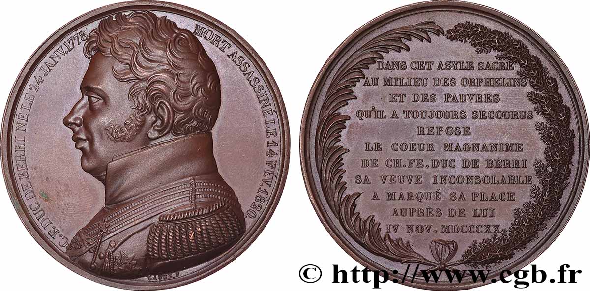 LOUIS XVIII Médaille, Chapelle de Rosny SUP+