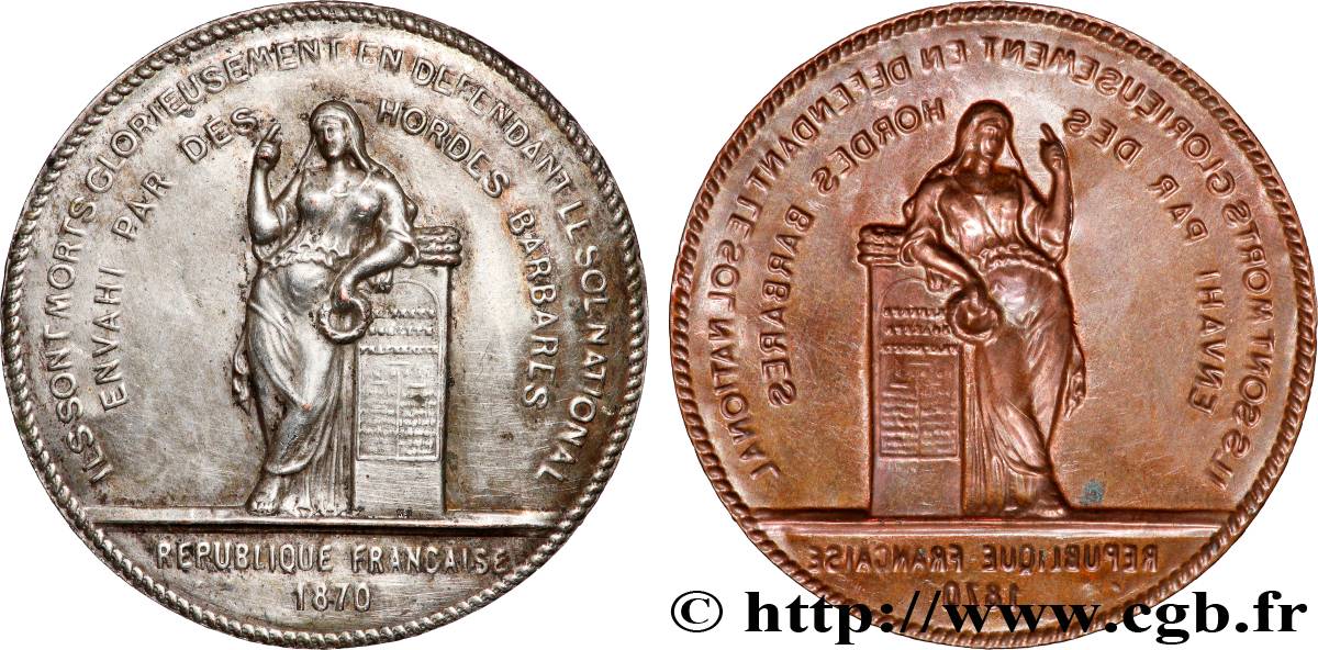 TROISIÈME RÉPUBLIQUE - GOUVERNEMENT DE LA DÉFENSE NATIONALE Médaille, Défense du sol national TTB/TTB+