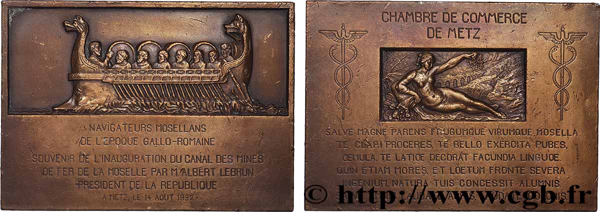 TROISIÈME RÉPUBLIQUE Plaquette, Inauguration du canal des mines de fer TTB+