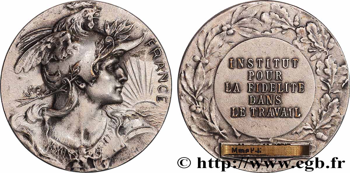TROISIÈME RÉPUBLIQUE Médaille, Institut pour la fidélité dans le travail TTB+