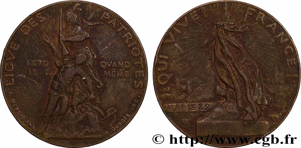 III REPUBLIC Médaille, Ligue des patriotes XF