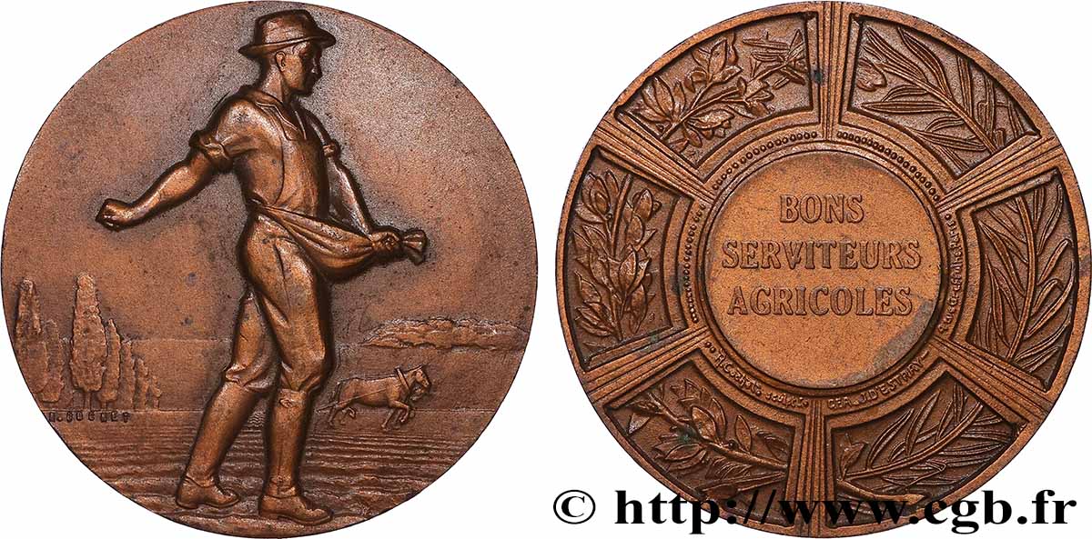 SOCIÉTÉS D&nbsp;AGRICULTURE, HORTICULTURE, PÊCHE ET CHASSE Médaille, Bons serviteur agricoles TTB+