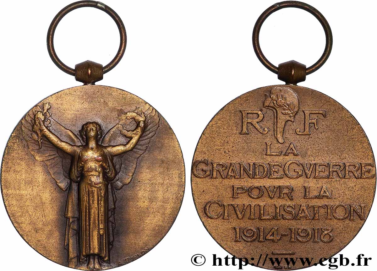 TROISIÈME RÉPUBLIQUE Médaille commémorative interalliée de la Victoire, Grande Guerre 1914-1918 TTB+