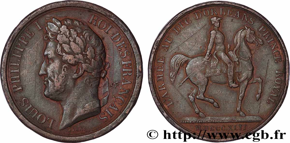 PARIS - ILE DE FRANCE Médaille, L’armée au Duc d’Orléans, prince royal S