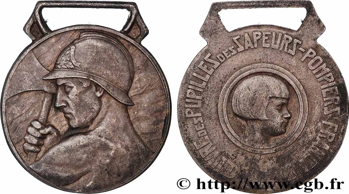 III REPUBLIC Médaille, Oeuvre des pupilles des sapeurs-pompiers français XF