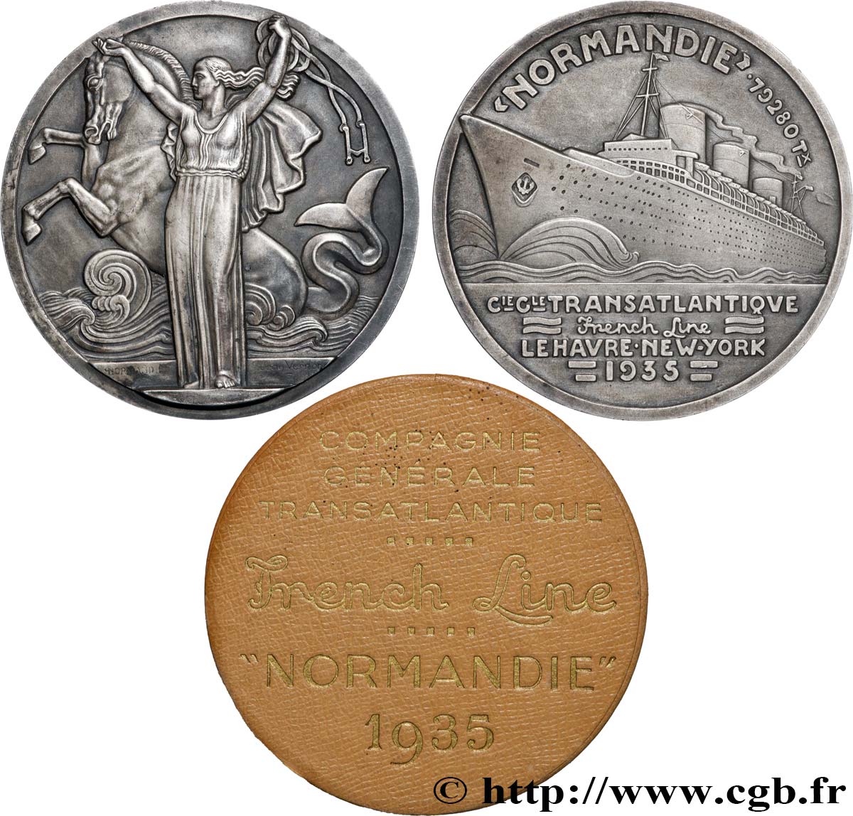 TROISIÈME RÉPUBLIQUE Médaille, French Line, le “Normandie” SUP