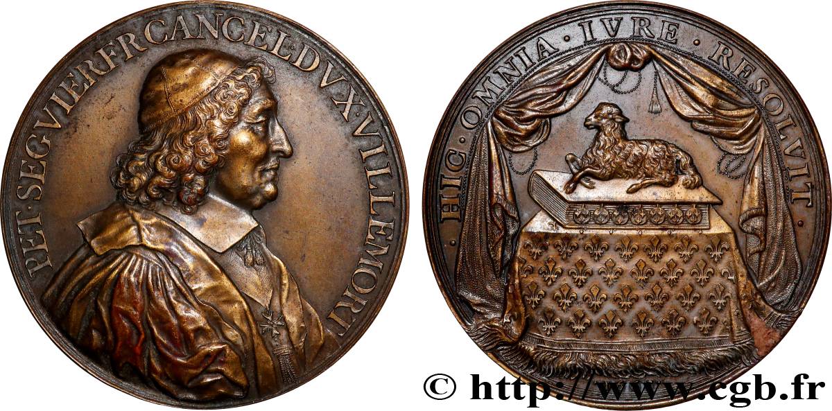 LOUIS XIV LE GRAND OU LE ROI SOLEIL Médaille, Pierre Séguier, chancelier de France, refrappe TTB+